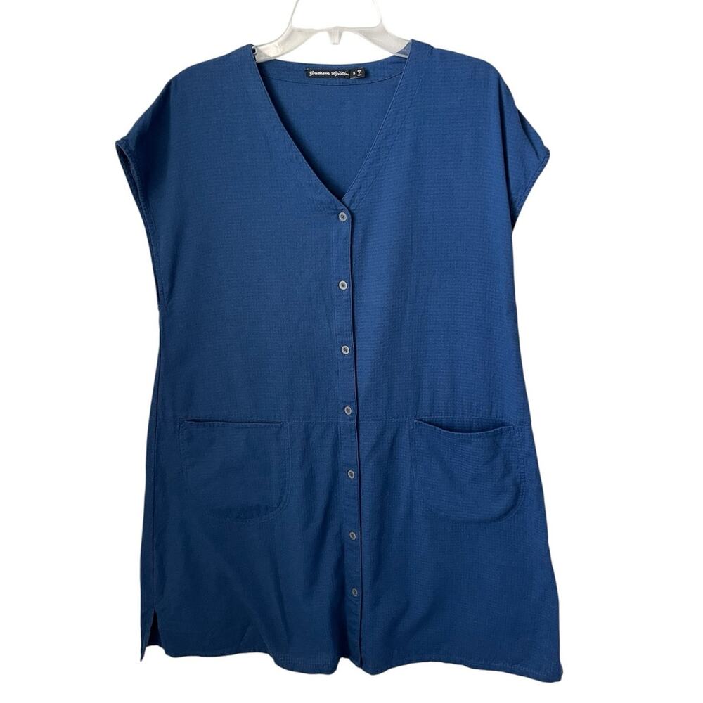 Gudrun Sjoden Tunic Dress Sleeveless Pockets Scandi Lagenlook Minimalist Small